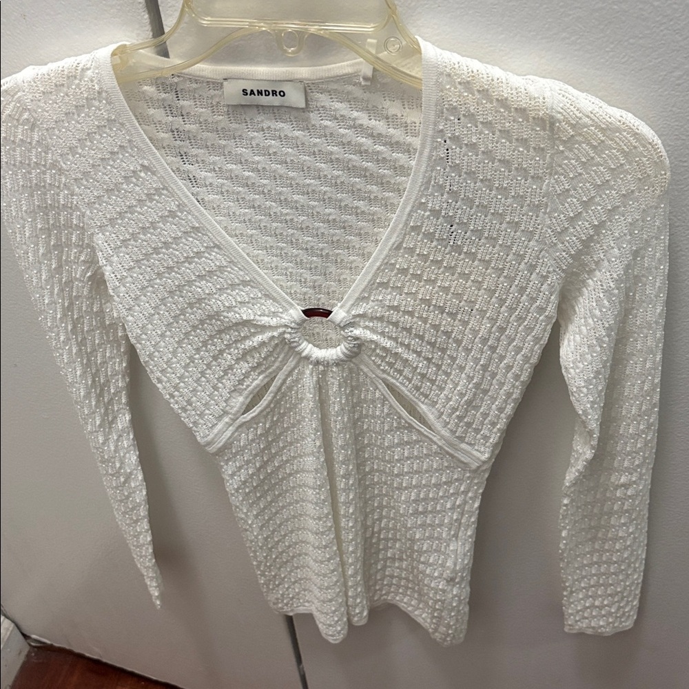 Sandro Ivory Textured Knit Top